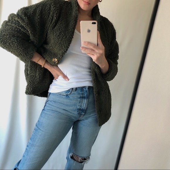 Olive Teddy Jacket — Olive - Picture 5 of 8